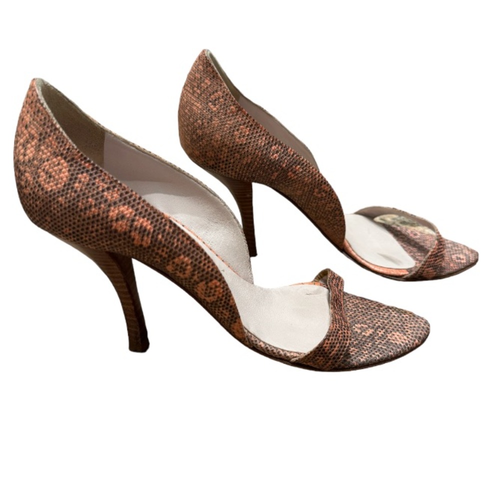 Nancy Geist Orange and Black Snakeskin heels